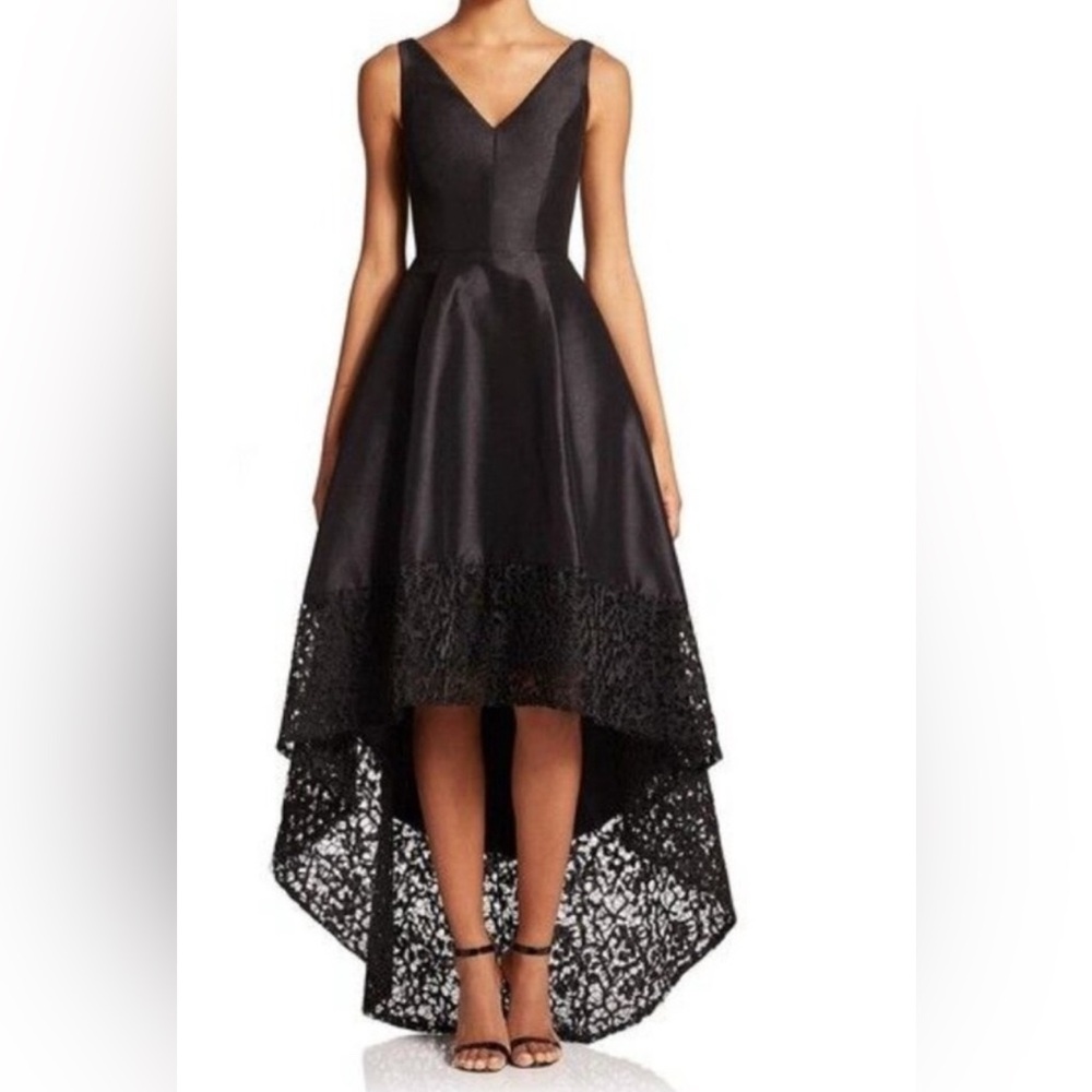 Elegant Black Lace Hem Dress